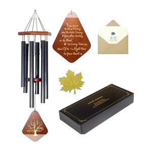 NIB 33-Inch WIND CHIMES Black & Brown. Deep Adjustable Tone Sound. Tree of Life